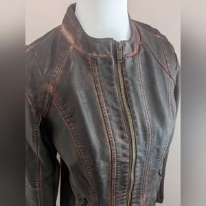 NWOT Maurices Women Vegan Leather Jacket in Dark Brown